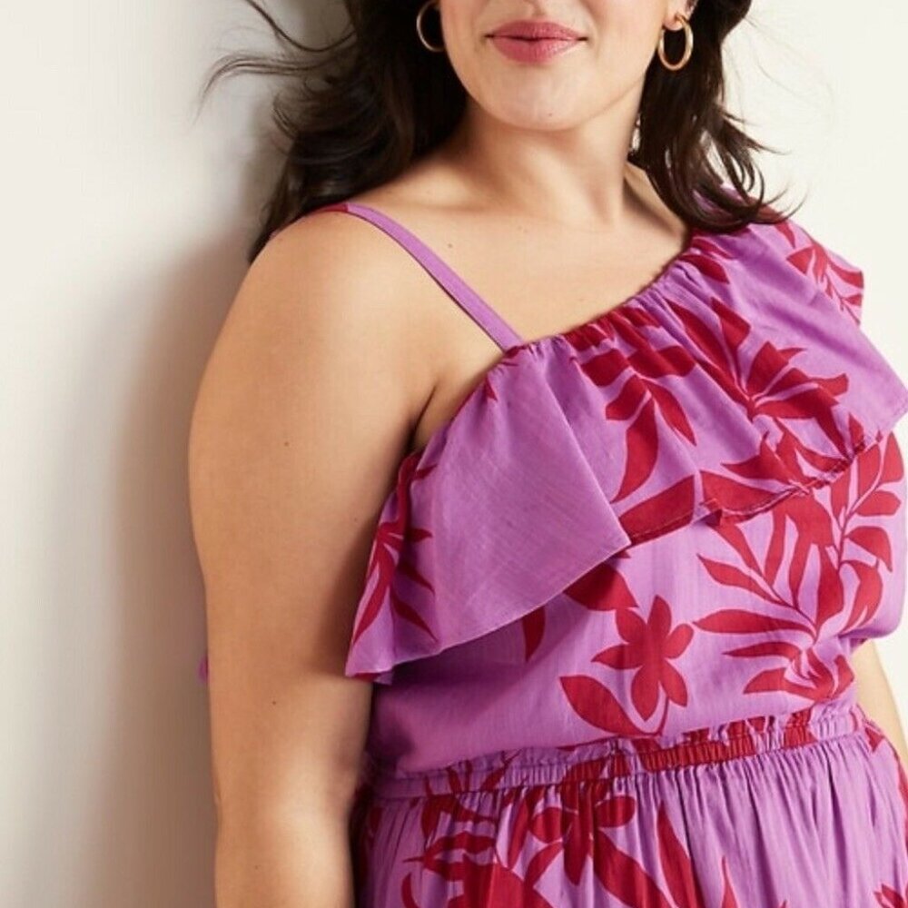 Waist-Defined Plus-Size One- Shoulder Dress New - Picture 3 of 5